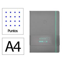 Cuaderno con gomilla ANTARTIK notes tapa dura A4 hojas puntos gris y turquesa 100 hojas 80 gr fsc