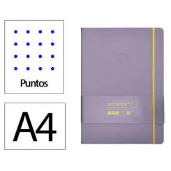 Cuaderno con gomilla ANTARTIK notes tapa dura A4 hojas puntos morado y amarillo 100 hojas 80 gr fsc