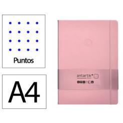 Cuaderno con gomilla ANTARTIK notes tapa dura A4 hojas puntos rosa pastel 100 hojas 80 gr fsc