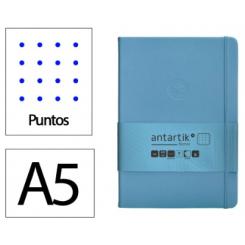 Cuaderno con gomilla ANTARTIK notes tapa dura A5 hojas puntos azul claro 100 hojas 80 gr fsc
