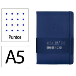Cuaderno con gomilla ANTARTIK notes tapa dura A5 hojas puntos azul marino 100 hojas 80 gr fsc