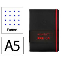 Cuaderno con gomilla ANTARTIK notes tapa dura A5 hojas puntos negro y rojo 100 hojas 80 gr fsc
