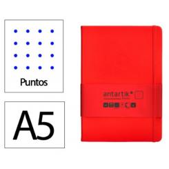 Cuaderno con gomilla ANTARTIK notes tapa dura A5 hojas puntos rojo 100 hojas 80 gr fsc