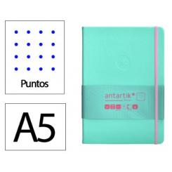 Cuaderno con gomilla ANTARTIK notes tapa dura A5 hojas puntos rosa y turquesa 100 hojas 80 gr fsc