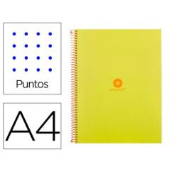 Cuaderno espiral A4 micro ANTARTIK dots tapa forrada 80h 90 gr rayado puntos 1 banda 4 taladros amarillo