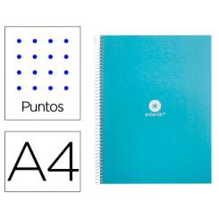 Cuaderno espiral A4 micro ANTARTIK dots tapa forrada 80h 90 gr rayado puntos 1 banda 4 taladros celeste