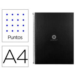Cuaderno espiral A4 micro ANTARTIK dots tapa forrada 80h 90 gr rayado puntos 1 banda 4 taladros negro