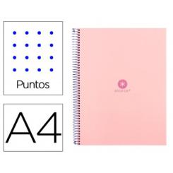 Cuaderno espiral A4 micro ANTARTIK dots tapa forrada 80h 90 gr rayado puntos 1 banda 4 taladros rosa