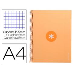Cuaderno espiral A4 micro ANTARTIK tapa forrada 80h 90 gr cuadro 5mm 1 banda 4 taladros color peach