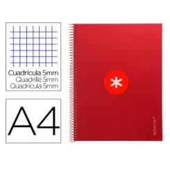 Cuaderno espiral A4 micro ANTARTIK tapa forrada 80h 90 gr cuadro 5mm 1 banda 4 taladros frambuesa