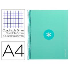 Cuaderno espiral A4 micro ANTARTIK tapa forrada 80h 90 gr cuadro 5mm 1 banda 4 taladros menta