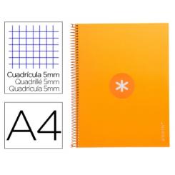 Cuaderno espiral A4 micro ANTARTIK tapa forrada 80h 90 gr cuadro 5mm 1 banda 4 taladros mostaza