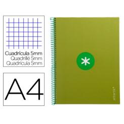 Cuaderno espiral A4 micro ANTARTIK tapa forrada 80h 90 gr cuadro 5mm 1 banda 4 taladros verde