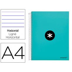 Cuaderno espiral A4 micro ANTARTIK tapa forrada 120h 90 gr horizontal 5 bandas 4 taladores color menta
