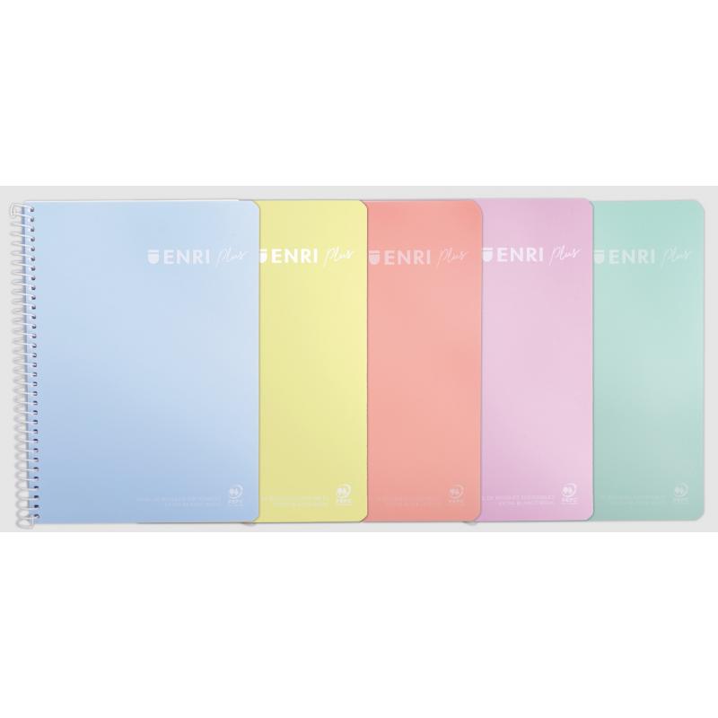 Cuaderno Espiral ENRI + TP Fº 80H cuadriculado 4X4 C/M - Surtido Pastel