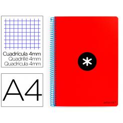 Cuaderno espiral A4 ANTARTIK tapa dura 80h 90gr cuadro 4mm con margen color rojo