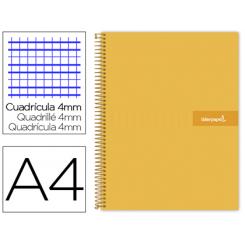 Cuaderno espiral LIDERPAPEL A4 crafty tapa forrada 80h 90 gr cuadro 4mm con margen color naranja