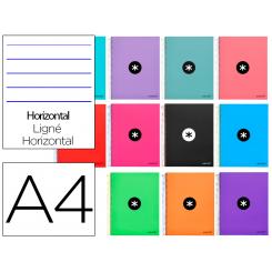 Cuaderno espiral A4 micro ANTARTIK tapa forrada 120h 90 gr horizontal 5 bandas 4 taladros colores surtidos