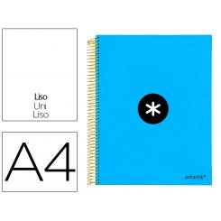 Cuaderno espiral A4 micro ANTARTIK tapa forrada 120h 90 gr liso con bandas 4 taladros color azul