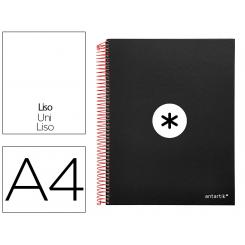 Cuaderno espiral A4 micro ANTARTIK tapa forrada 120h 90 gr liso con bandas 4 taladros color negro