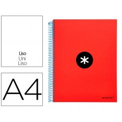 Cuaderno espiral A4 micro ANTARTIK tapa forrada 120h 90 gr liso con bandas 4 taladros color rojo