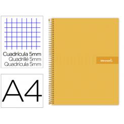 Cuaderno espiral LIDERPAPEL A4 micro crafty tapa forrada 120h 90 gr cuadro 5 mm 5 bandas 4 colores color naranja