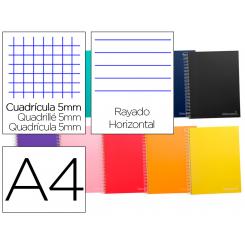 Cuaderno espiral LIDERPAPEL A4 micro jolly multidisciplina tapa forrada 140h 75gr 28h 5mm 112h hrtal.