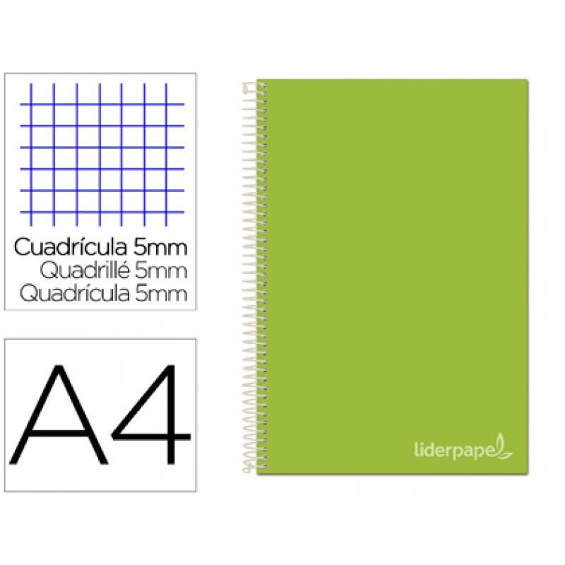 cuaderno-espiral-liderpapel-a4-micro-jolly-tapa-forrada-140h-75-gr-cuadro-5mm-5-bandas-4-taladros-color-verde