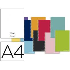 Cuaderno espiral LIDERPAPEL A4 micro jolly tapa forrada 140h 75 gr liso 5 bandas 4 taladros colores surtidos
