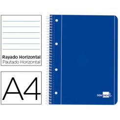 Cuaderno espiral LIDERPAPEL A4 micro serie azul tapa blanda 80h 75 gr horizontal con margen 4 taladros azul
