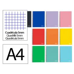 Cuaderno Espiral LIDERPAPEL A4 Micro Witty tapa dura 120H 90gr cuadriculada 5mm 5 Bandas 4 taladros colores Surtidos