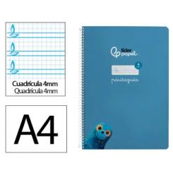 Cuaderno Espiral LIDERPAPEL A4 Pautaguia tapa blanda 80H 75 gr cuadriculada pautado 4mm color Azul