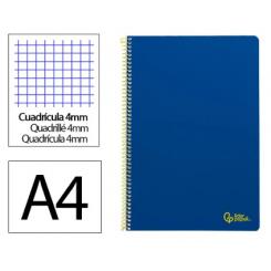 Cuaderno Espiral LIDERPAPEL A4 SMART tapa blanda 80H 75gr cuadriculada 4mm c/margen color Azul Oscuro