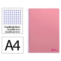 Cuaderno Espiral LIDERPAPEL A4 SMART tapa blanda 80H 75gr cuadriculada 4mm c/margen color Rosa