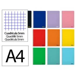 Cuaderno Espiral LIDERPAPEL A4 SMART tapa blanda 80H 75gr cuadriculada 5 mm c/margen colores Surtidos