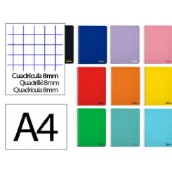 Cuaderno Espiral LIDERPAPEL A4 SMART tapa blanda 80H 75gr cuadriculada 8 mm c/margen colores Surtidos