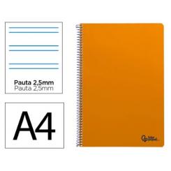 Cuaderno Espiral LIDERPAPEL A4 SMART tapa blanda 80H 75gr Pauta 2,5mm c/margen color Naranja