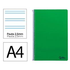 Cuaderno Espiral LIDERPAPEL A4 SMART tapa blanda 80H 75gr Pauta 2,5mm c/margen color Verde