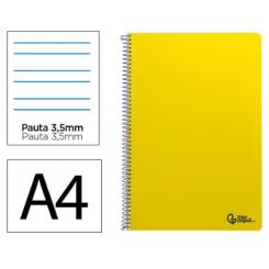 Cuaderno Espiral LIDERPAPEL A4 SMART tapa blanda 80H 75gr Pauta 3,5mm c/margen color Amarillo