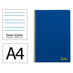 Cuaderno Espiral LIDERPAPEL A4 SMART tapa blanda 80H 75gr Pauta 3,5mm c/margen color Azul Oscuro
