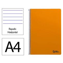 Cuaderno Espiral LIDERPAPEL A4 SMART tapa blanda 80H 75gr rayado horizontal c/margen color Naranja