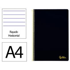 Cuaderno Espiral LIDERPAPEL A4 SMART tapa blanda 80H 75gr rayado horizontal c/margen color Negro