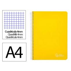 Cuaderno Espiral LIDERPAPEL A4 Witty tapa dura 80H 90gr cuadriculada 4mm c/margen color Amarillo