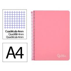 Cuaderno Espiral LIDERPAPEL A4 Witty tapa dura 80H 90gr cuadriculada 4mm c/margen color Rosa