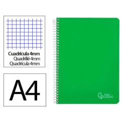 Cuaderno Espiral LIDERPAPEL A4 Witty tapa dura 80H 90gr cuadriculada 4mm c/margen color Verde