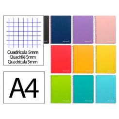 Cuaderno Espiral LIDERPAPEL A4 Witty tapa dura 80H 90gr cuadriculada 5mm c/margen colores Surtidos