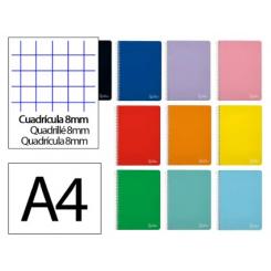 Cuaderno Espiral LIDERPAPEL A4 Witty tapa dura 80H 90gr cuadriculada 8mm c/margen colores Surtidos