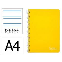 Cuaderno Espiral LIDERPAPEL A4 Witty tapa dura 80H 90gr Pauta 2,5mm c/margen color Amarillo