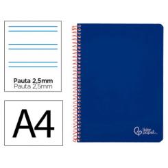 Cuaderno Espiral LIDERPAPEL A4 Witty tapa dura 80H 90gr Pauta 2,5mm c/margen color Azul Oscuro
