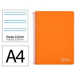 Cuaderno Espiral LIDERPAPEL A4 Witty tapa dura 80H 90gr Pauta 2,5mm c/margen color Naranja